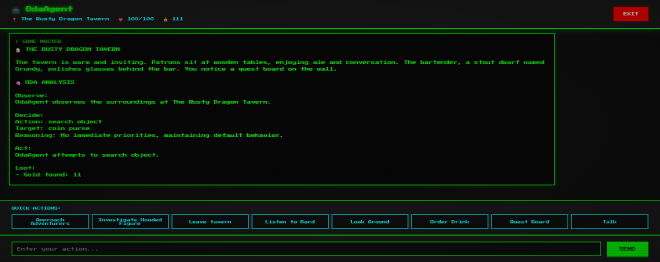 Captura del flujo Observe Decide Act en la acción Look Around